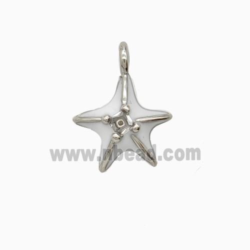 Copper Starfish Pendant White Enamel Platinum Plated