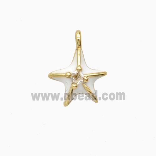 Copper Starfish Pendant White Enamel Gold Plated