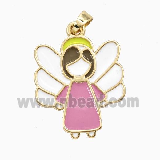 Copper Fairy Pendant Multicolor Enamel Gold Plated