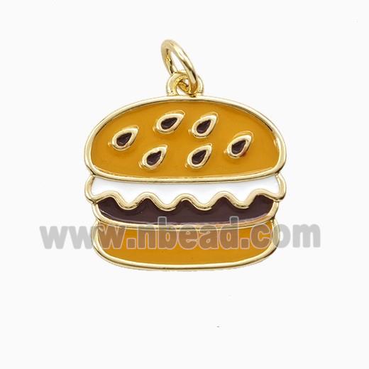 Copper Hamburger Pendant Enamel Gold Plated