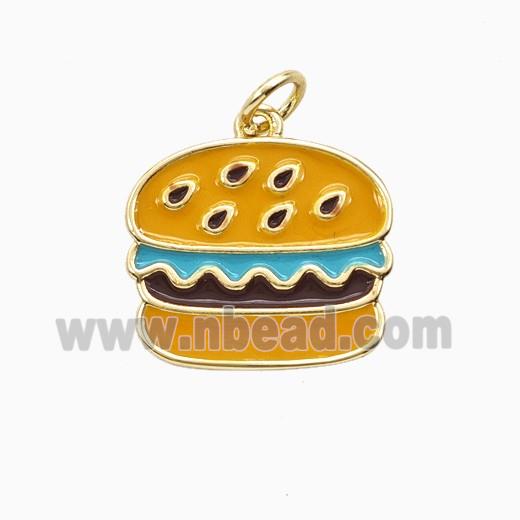 Copper Hamburger Pendant Enamel Gold Plated