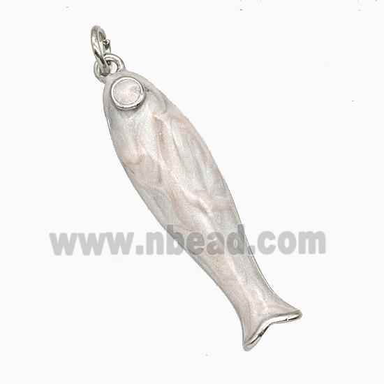 Copper Fish Pendant White Enamel Platinum Plated