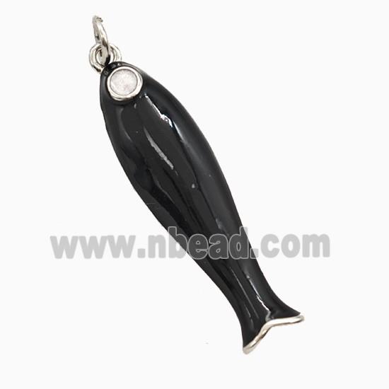 Copper Fish Pendant Blue Enamel Platinum Plated