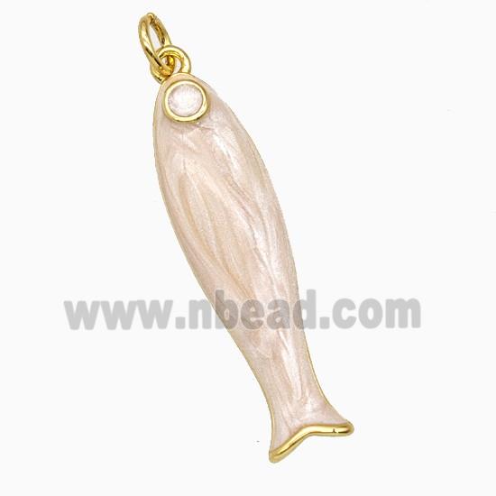 Copper Fish Pendant White Enamel Gold Plated