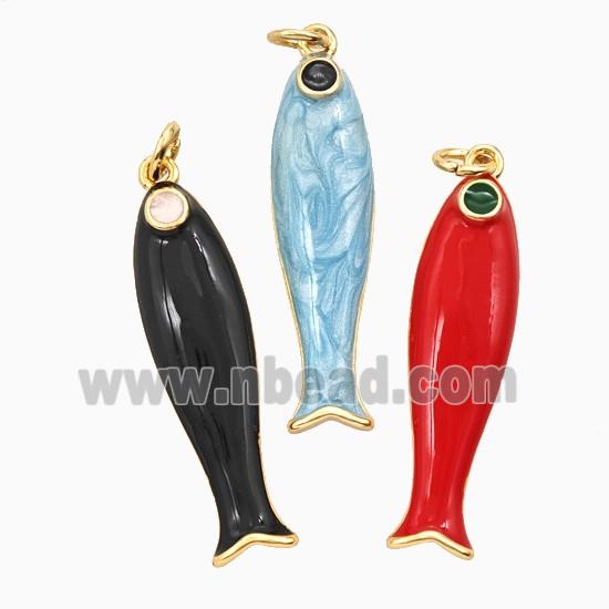 Copper Fish Pendant Enamel Gold Plated Mixed