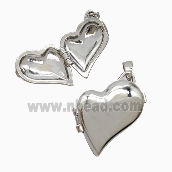 Copper Heart Locket Pendant Platinum Plated