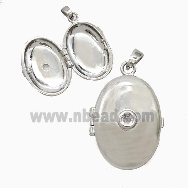 Copper Oval Locket Pendant Platinum Plated