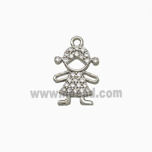Copper Kids Girls Pendant Pave Zirconia Platinum Plated