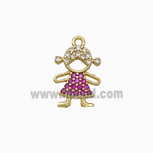 Copper Kids Girls Pendant Pave Zirconia Gold Plated
