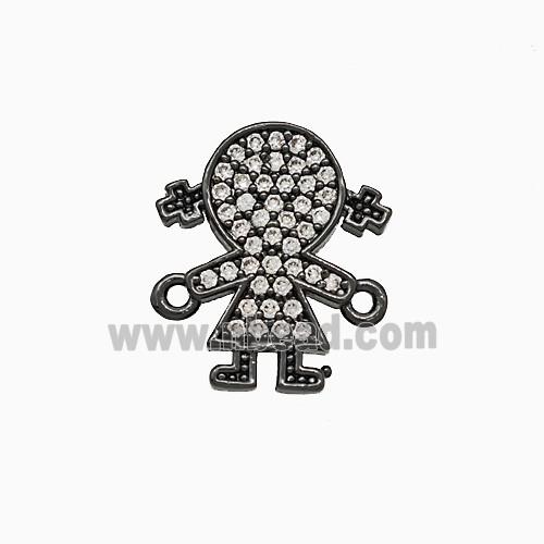 Copper Kids Girls Connector Pave Zirconia Black Plated