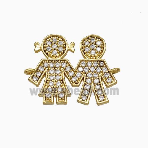 Copper Kids Sibling Connector Pave Zirconia Gold Plated