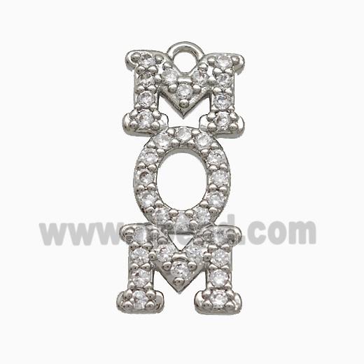Copper MOM Pendant Pave Zirconia Platinum Plated