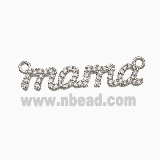 Copper Mama Pendant Pave Zirconia 2loops Platinum Plated