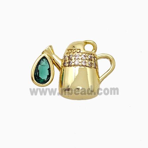 Copper TeaPot Pendant Pave Zirconia Gold Plated