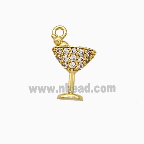 Ice Cream Bottle Drink Cup Charms Copper Pendant Pave Zirconia Gold Plated