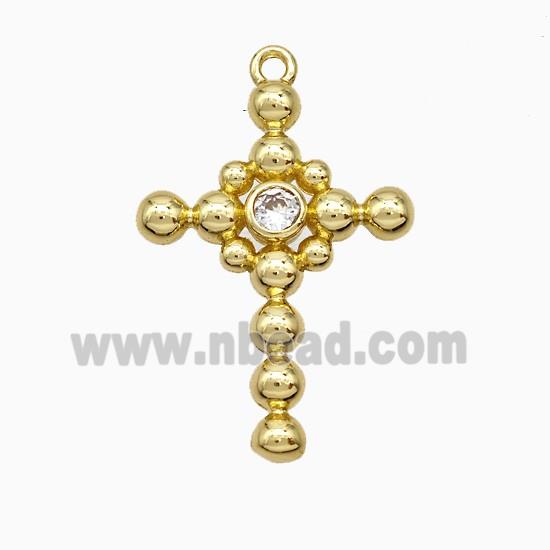 Copper Cross Pendant Pave Zirconia Gold Plated