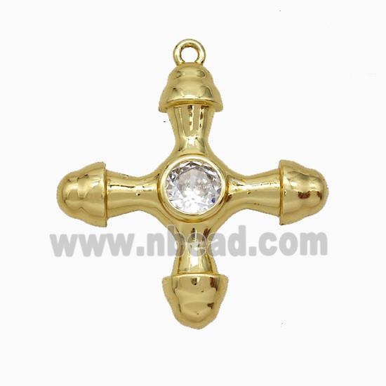 Copper Cross Pendant Pave Zirconia Gold Plated