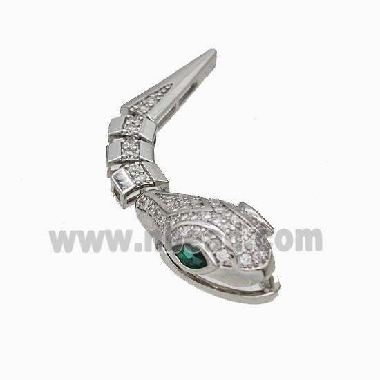 Copper Snake Pendant Micropave Zirconia Platinum Plated