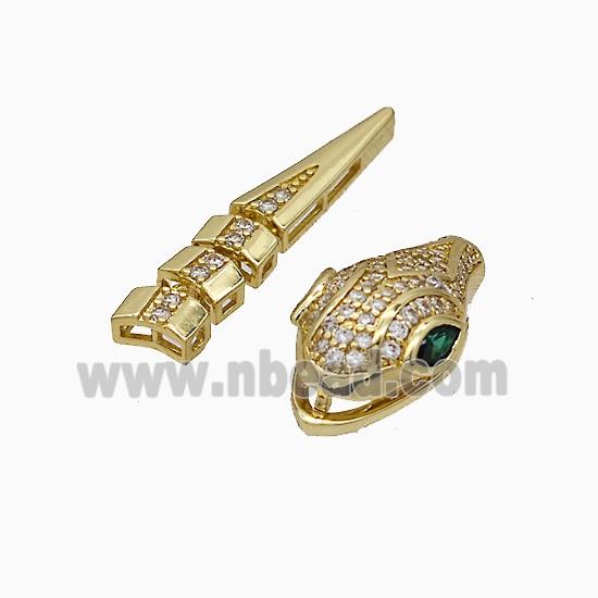 Copper Snake Pendant Micropave Zirconia Gold Plated