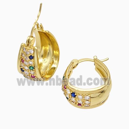 Copper Leaveback Earrings Pave Zirconia Gold Plated