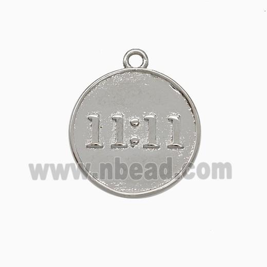 Copper Pendant Double Eleven Number 11 Circle Platinum Plated