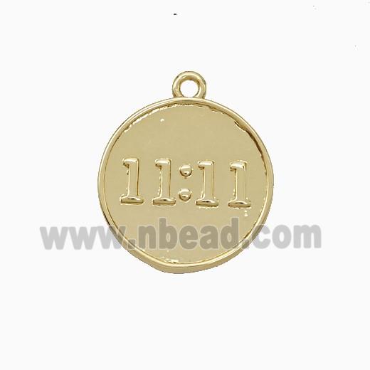 Copper Pendant Double Eleven Number 11 Circle Gold Plated