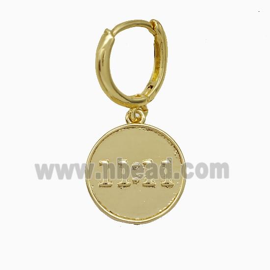 Copper Double Eleven Hoop Earrings Number 11 Gold Plated