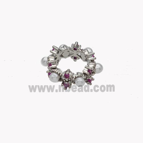 Copper Rings Beads Pave Pearlized Resin Platinum Plated
