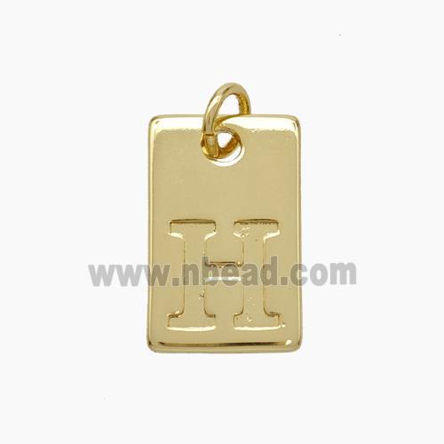 Copper Card Pendant Letter-H Gold Plated