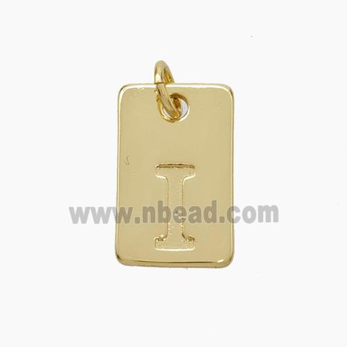 Copper Card Pendant Letter-I Gold Plated