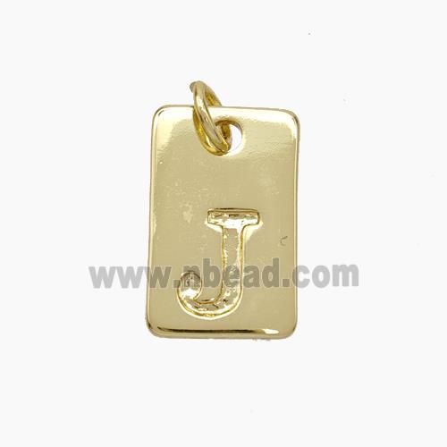 Copper Card Pendant Letter-J Gold Plated