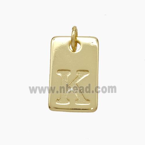 Copper Card Pendant Letter-K Gold Plated