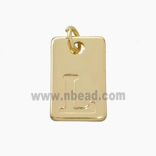 Copper Card Pendant Letter-L Gold Plated