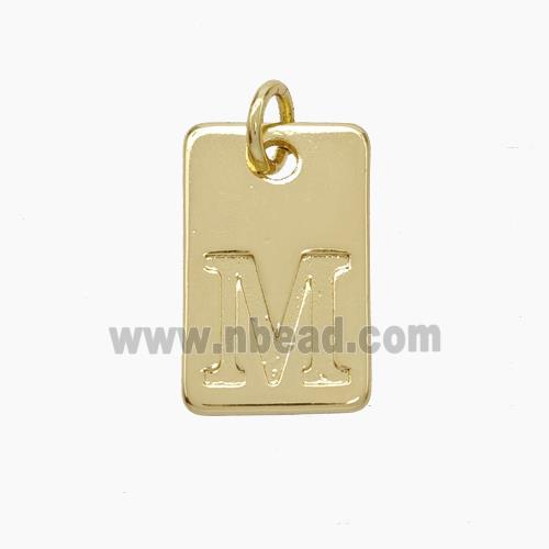 Copper Card Pendant Letter-M Gold Plated