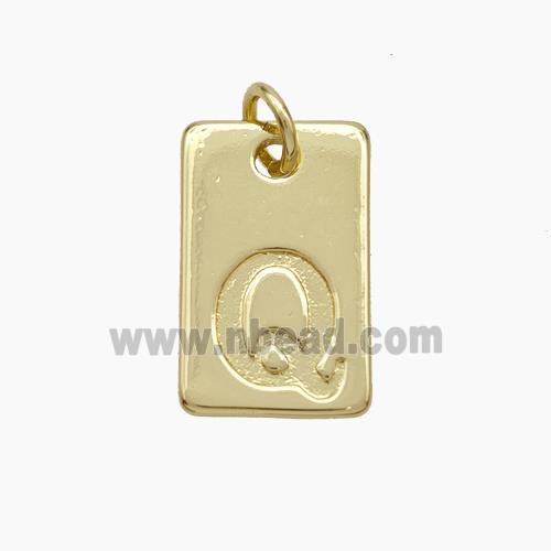 Copper Card Pendant Letter-Q Gold Plated