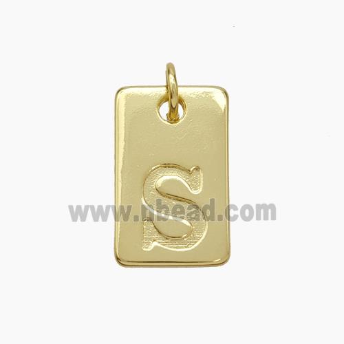 Copper Card Pendant Letter-S Gold Plated