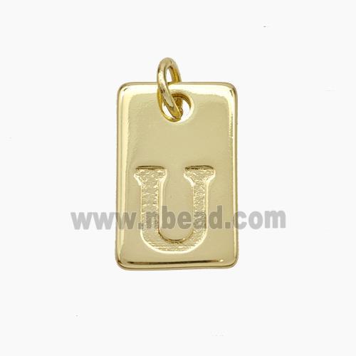 Copper Card Pendant Letter-U Gold Plated