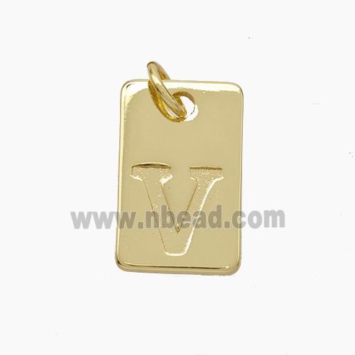 Copper Card Pendant Letter-V Gold Plated