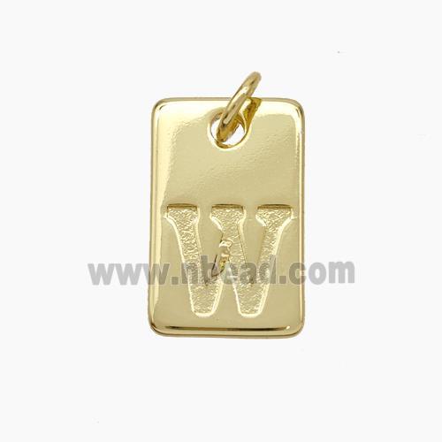 Copper Card Pendant Letter-W Gold Plated