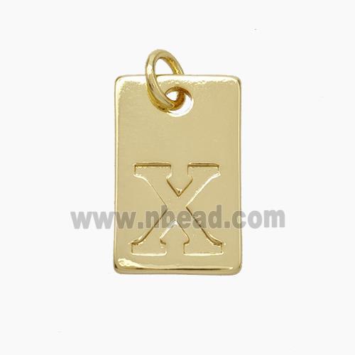 Copper Card Pendant Letter-X Gold Plated