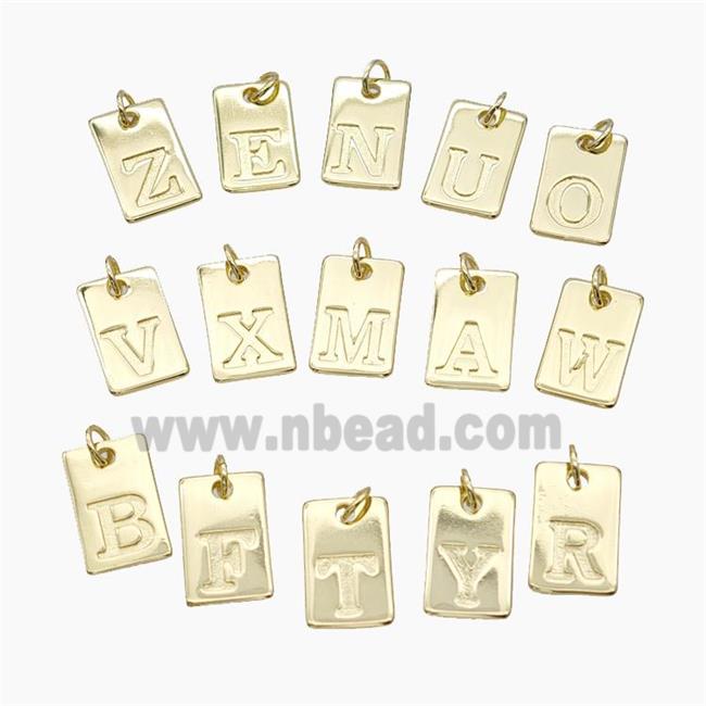 Copper Card Letter Pendant Alphabet Gold Plated Mixed