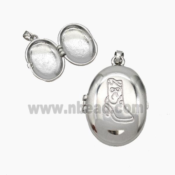 Copper Oval Locket Pendant Shoe Platinum Plated