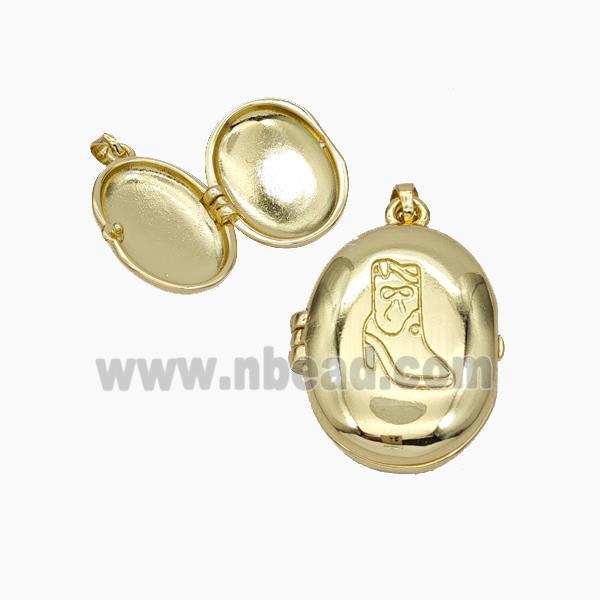 Copper Oval Locket Pendant Shoe Gold Plated