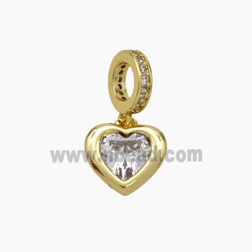 Copper Heart Pendant Pave Zirconia Gold Plated