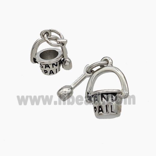 Sand Pail and Shovel Charms Copper Pendant Painted Platinum Plated