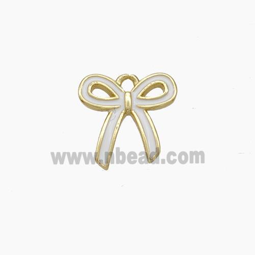 Copper Bowknot Pendant White Enamel Gold Plated