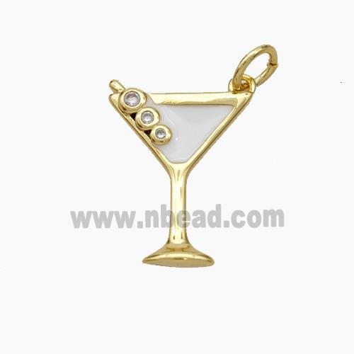Ice Cream Bottle Drink Cup Charms Copper Pendant White Enamel Gold Plated