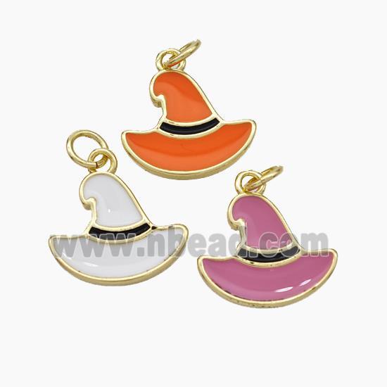 Halloween Hat Charms Copper Pendant Enamel Gold Plated Mixed