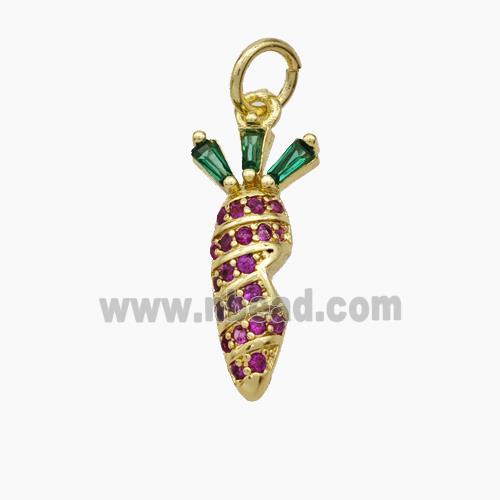 Copper Radish Pendant Micropave Zirconia Gold Plated
