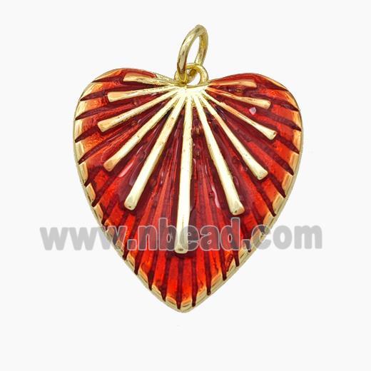 Copper Heart Pendant Red Painted Gold Plated